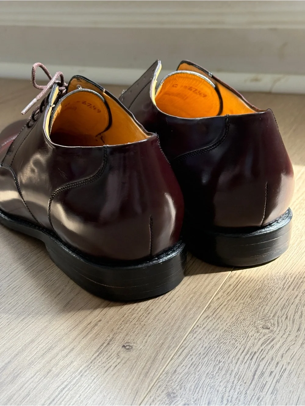 Tauer & Johnson Italian series men's 10C burgundy leather cap toe oxfords 6749